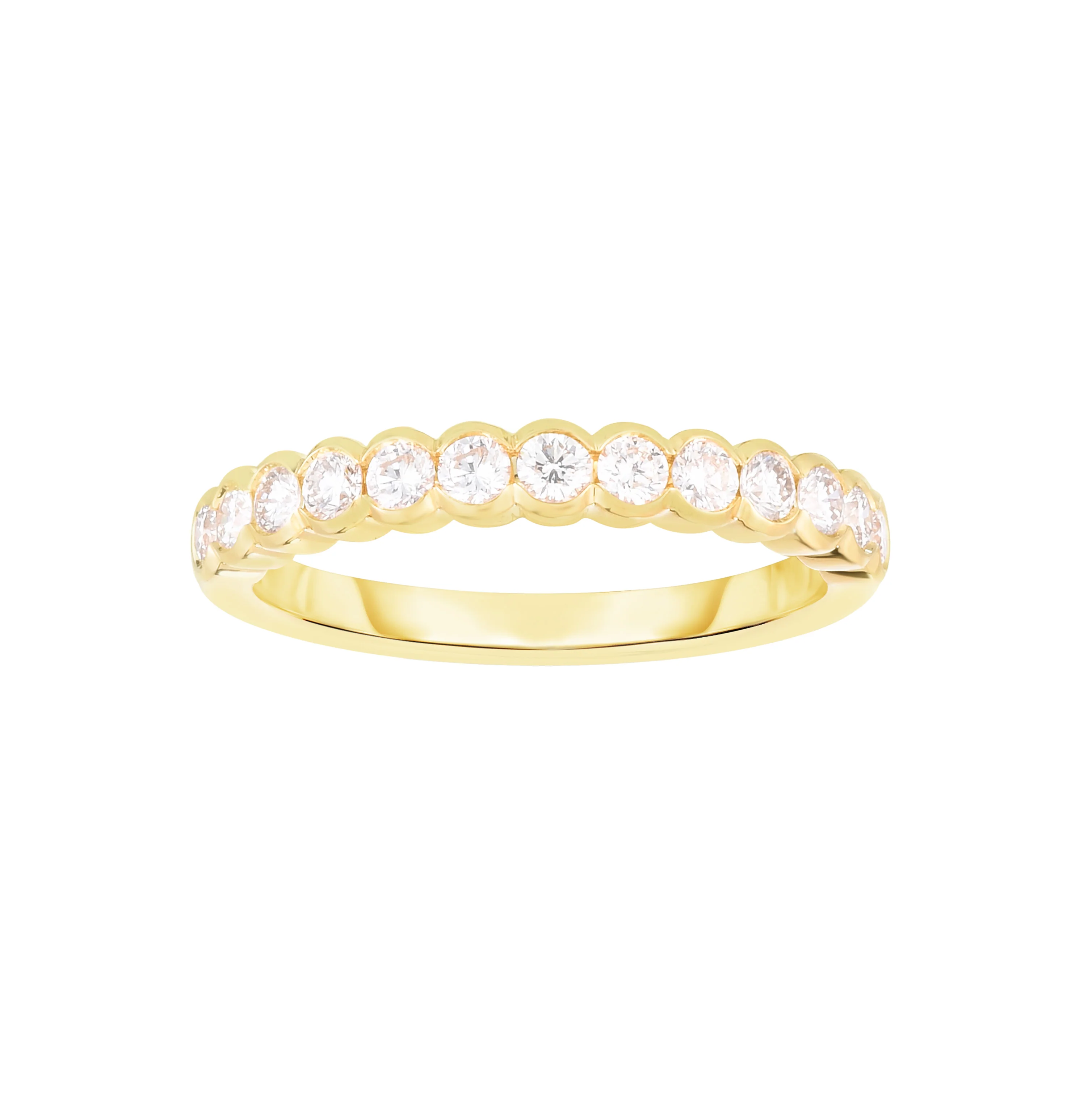 Fink's Exclusive Round Diamond Bezel Set Band in Yellow Gold