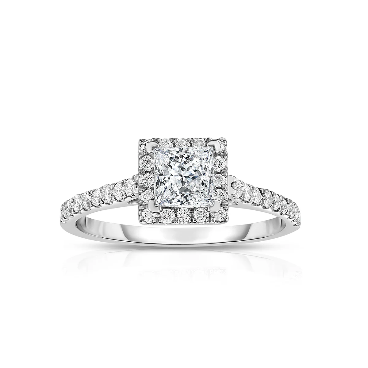 Fink's Exclusive White Gold Diamond Halo Princess Cut Engagement Ring