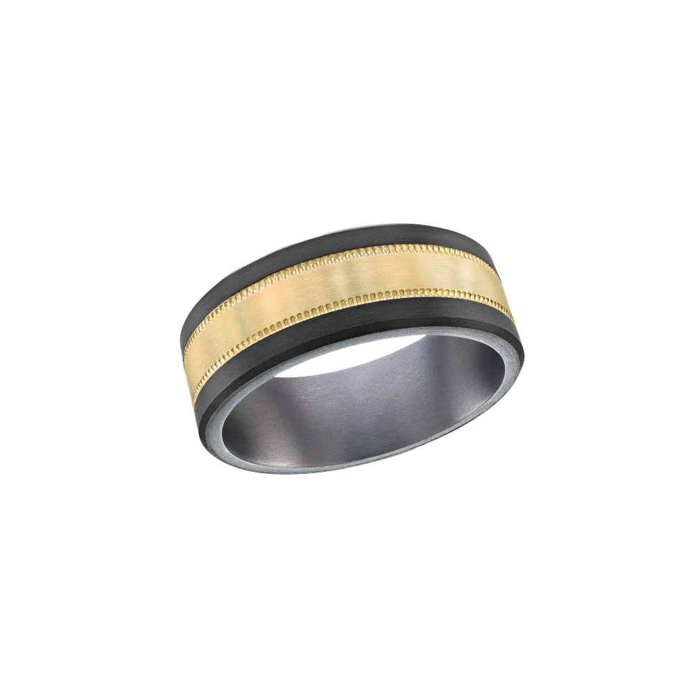 Fink's Tantalum and 14K Yellow Gold Inlay Band with Rope Detail, 8mm