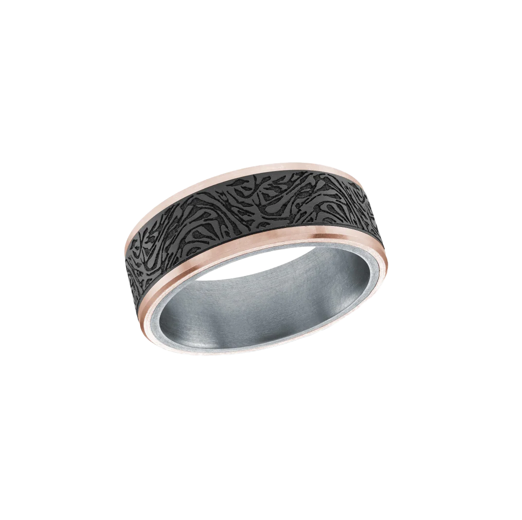 Fink's Tantalum and Carbon Fiber Band with 14K Rose Gold Edge, 8mm