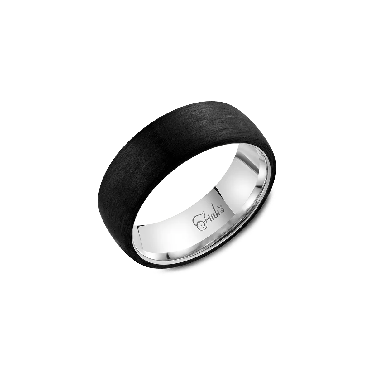 Fink's White Gold and Forged Carbon Fiber Wedding Band