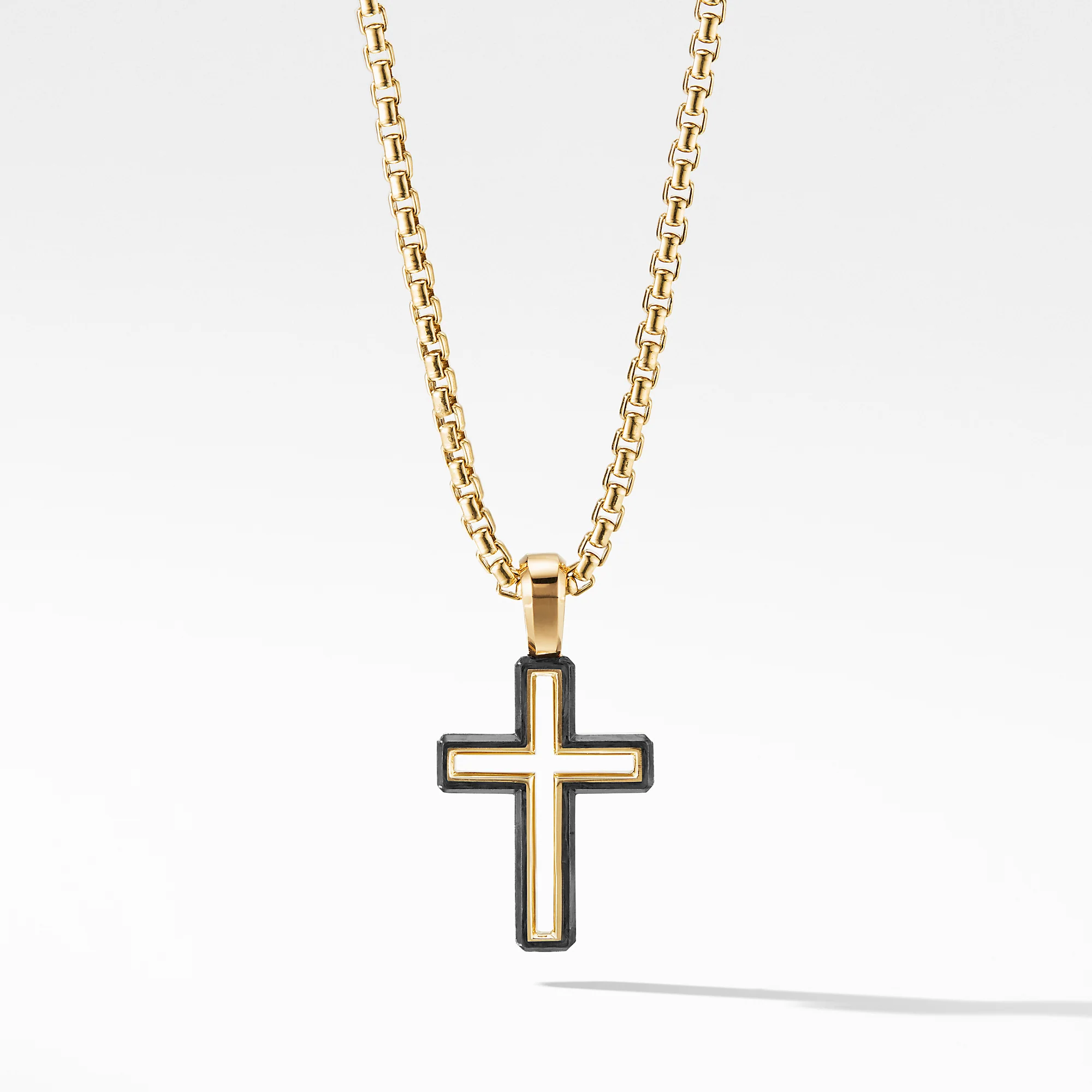 Forged Carbon Cross Pendant with 18K Gold - Image 2