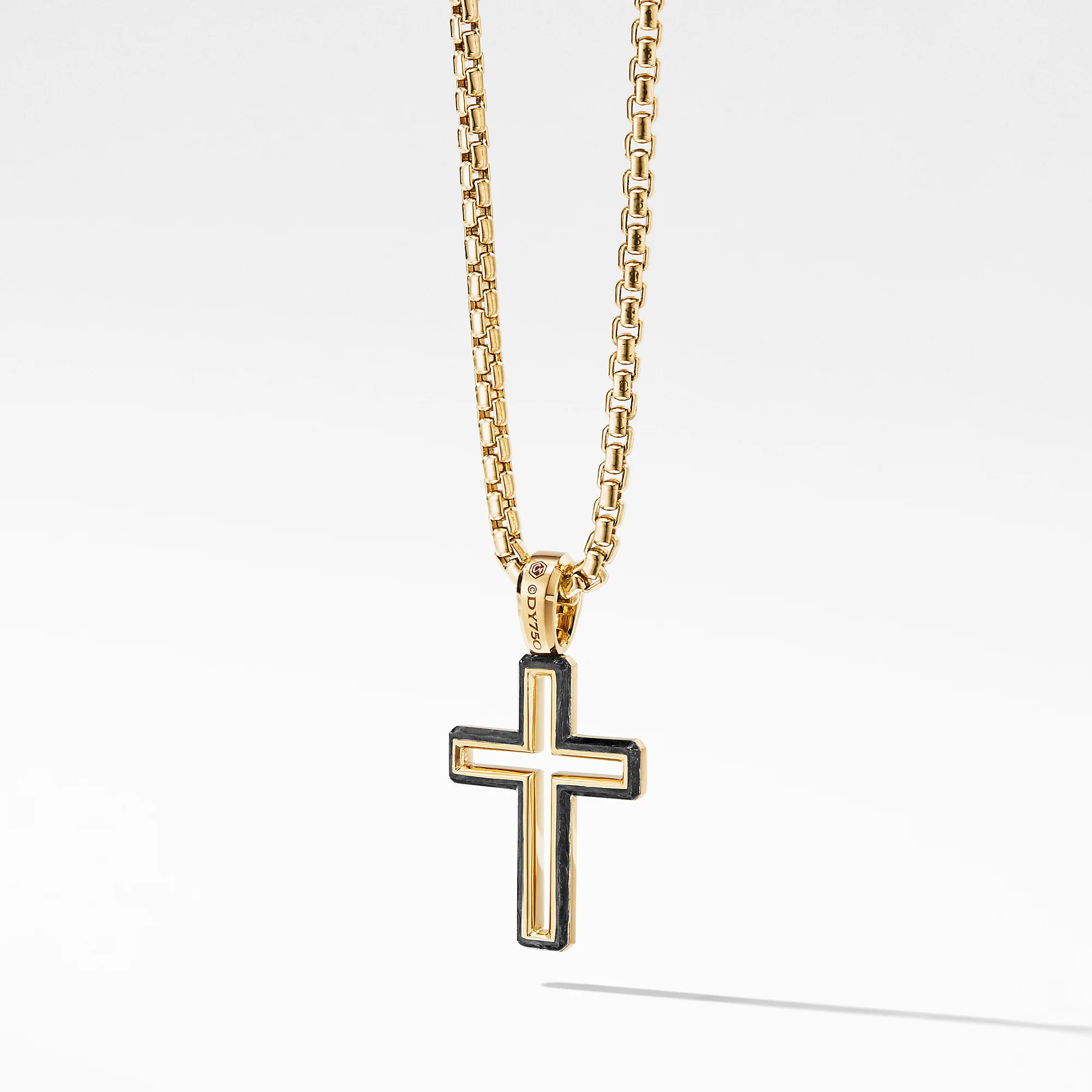 Forged Carbon Cross Pendant with 18K Gold - Image 3