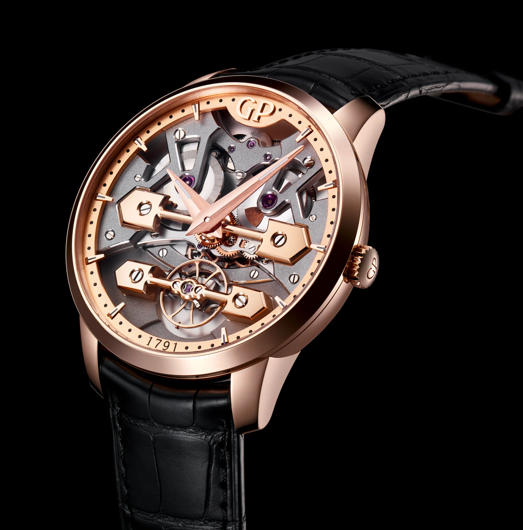 Girard-Perregaux Classic Bridges 45mm Watch with Black Leather Strap - Image 2