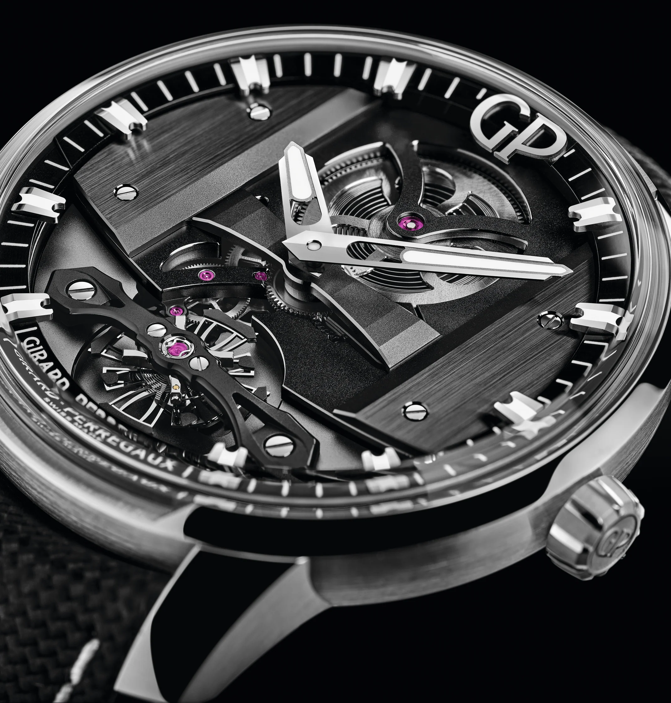 Girard-Perregaux Free Bridge 44mm Watch with Black Leather Strap - Image 2