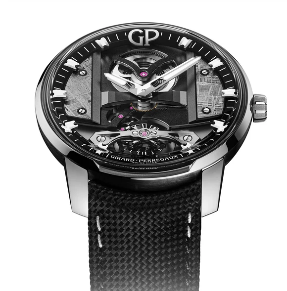 Girard-Perregaux Free Bridge Meteorite 44mm Watch with Black Leather Strap - Image 3