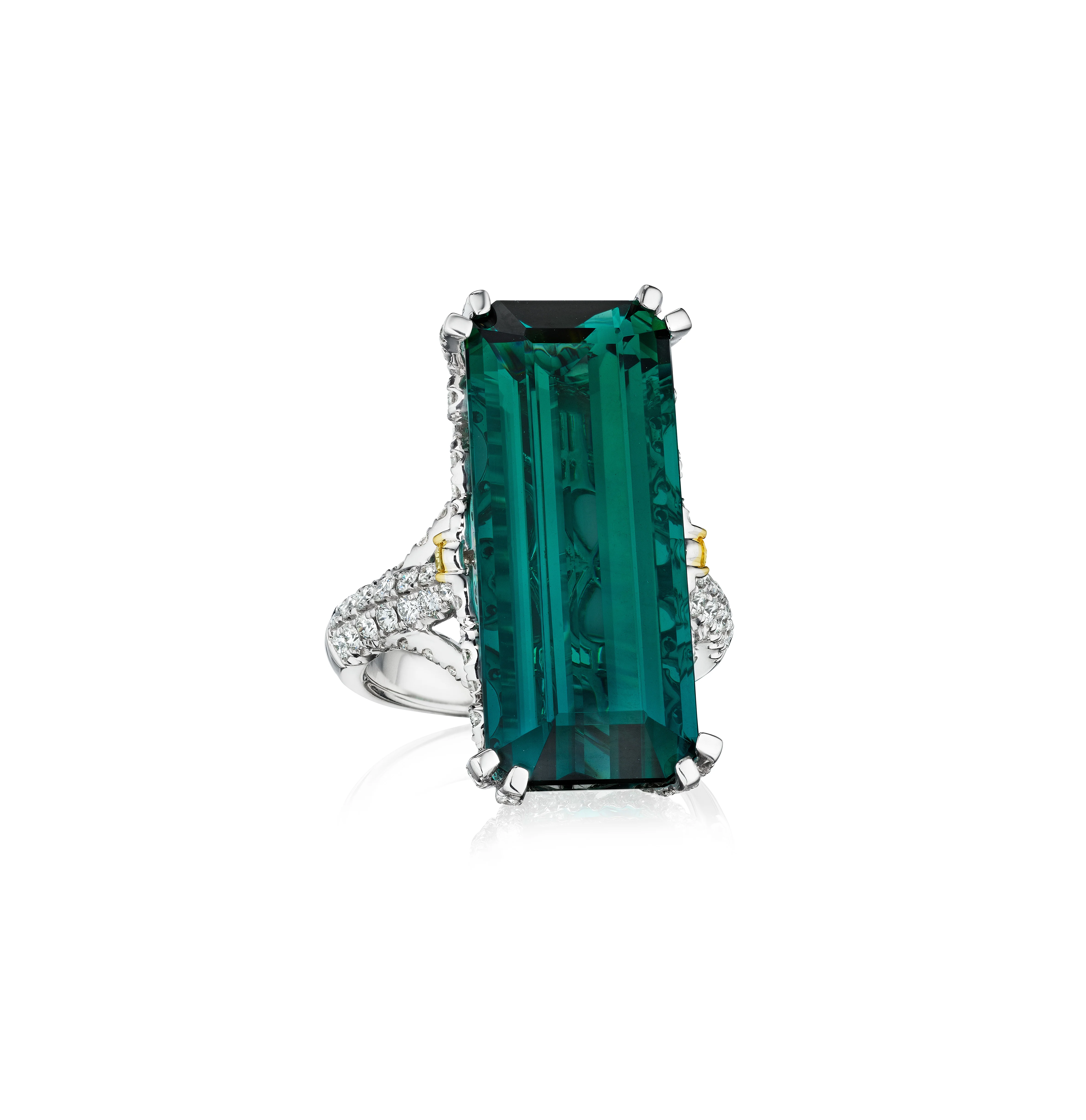 Sabel Collection Greenish Blue Tourmaline and Diamond Cocktail Ring