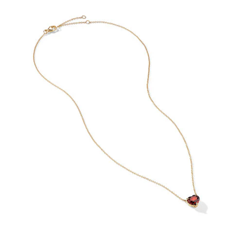 Heart Pendant Necklace in 18K Yellow Gold with Garnet - Image 2