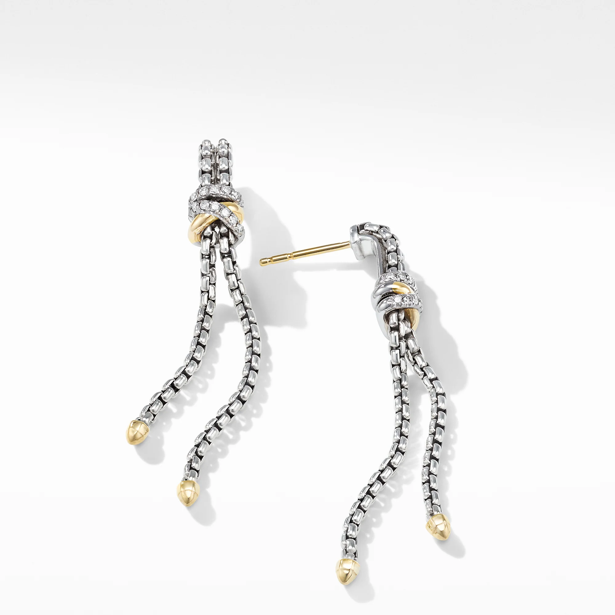 Helena Chain Drop Earrings with 18K Yellow Gold and Diamonds - Image 2