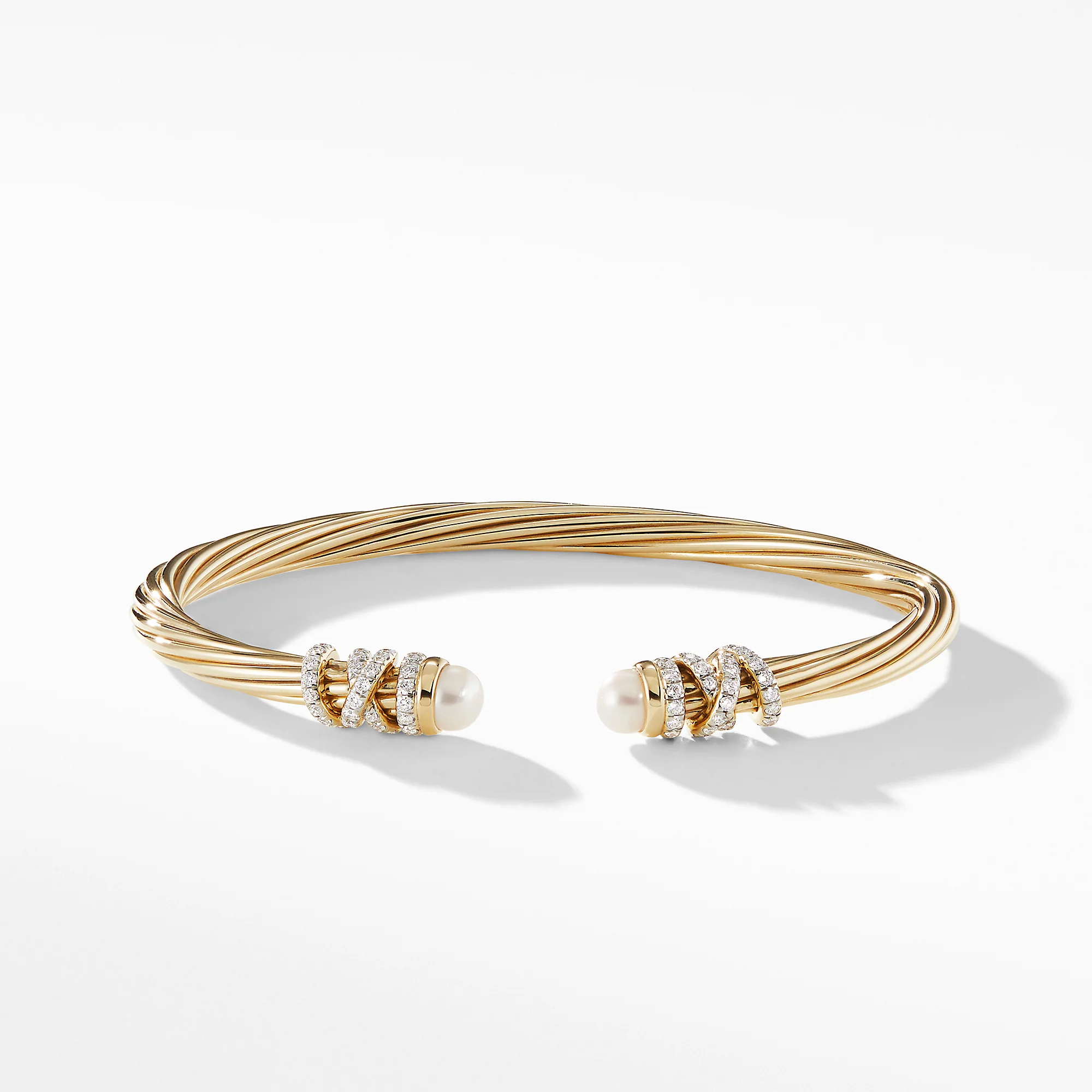 Helena End Station Bracelet in 18K Yellow Gold with Pearls and Diamonds, Size Medium - Image 2