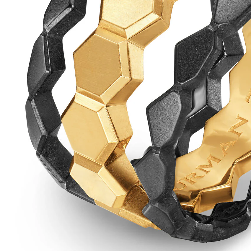 Hex Stack Ring in 18K Yellow Gold with Black Titanium, 9.3mm, Size 10 - Image 2