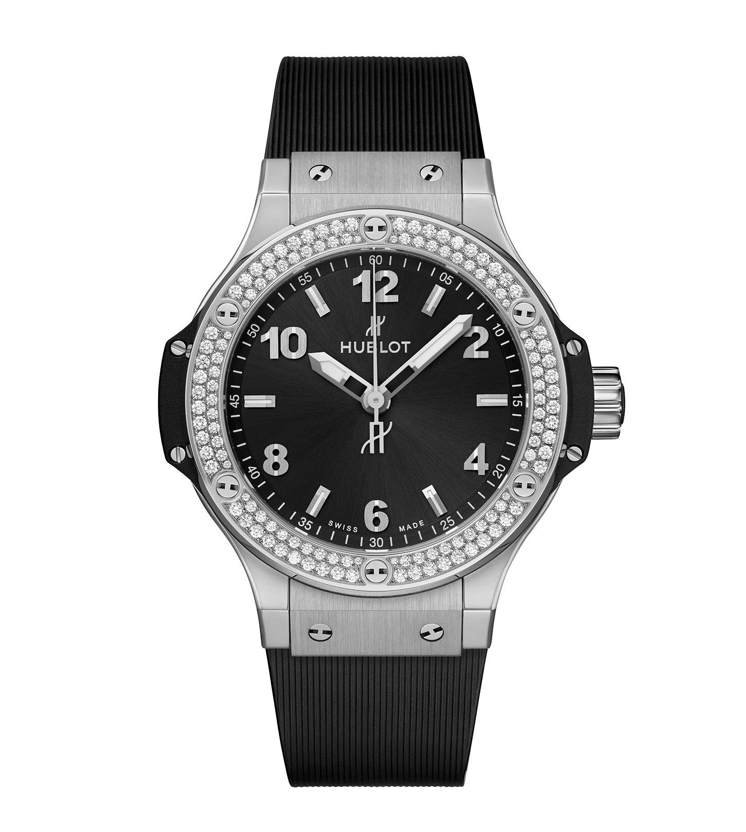 Hublot Big Bang Steel Diamonds, 38mm with Black Dial