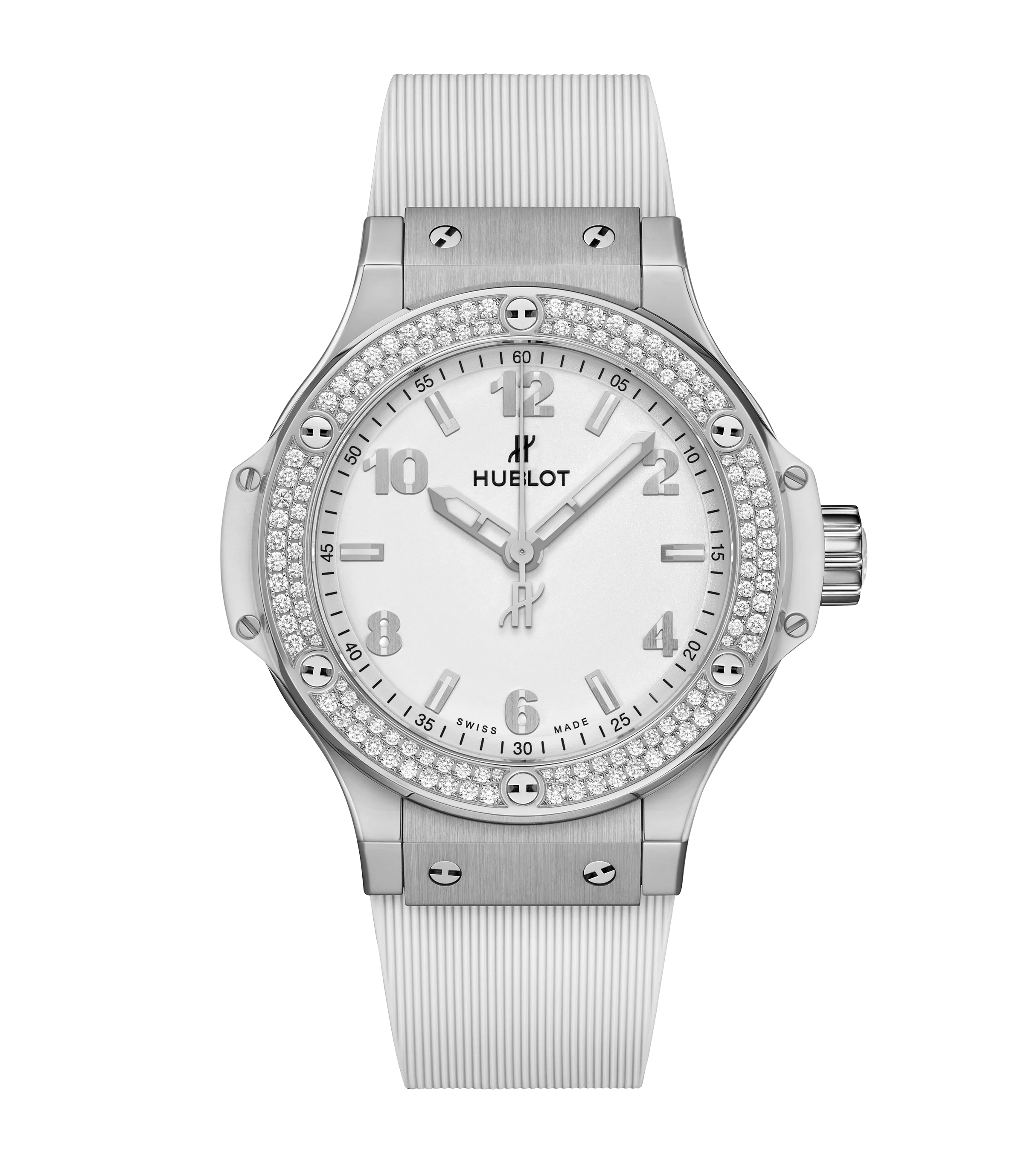 Hublot Big Bang Steel White Diamonds, 38mm with White Dial