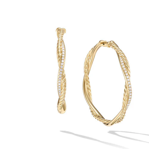 Infinity Hoop Earrings in 18K Yellow Gold with Pavé Diamonds