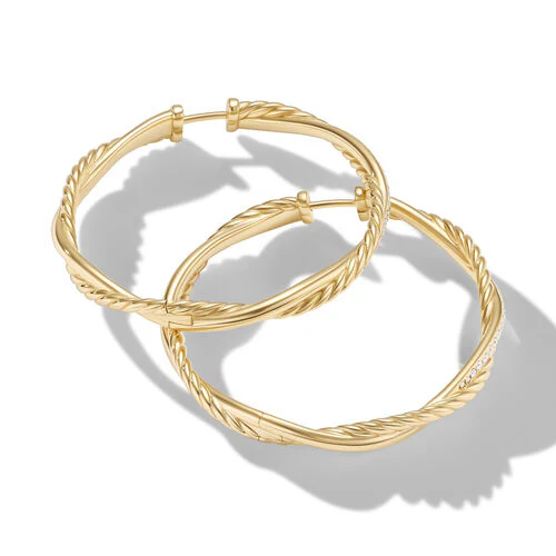 Infinity Hoop Earrings in 18K Yellow Gold with Pavé Diamonds - Image 2