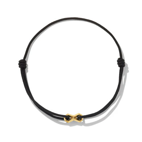 Infinity Link Black Cord Bracelet with 18K Yellow Gold - Image 2