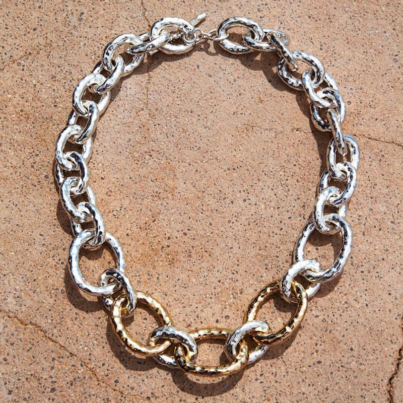 IPPOLITA Chimera Sterling Silver and 18K Yellow Gold Bastille Chain Link Necklace - Image 3
