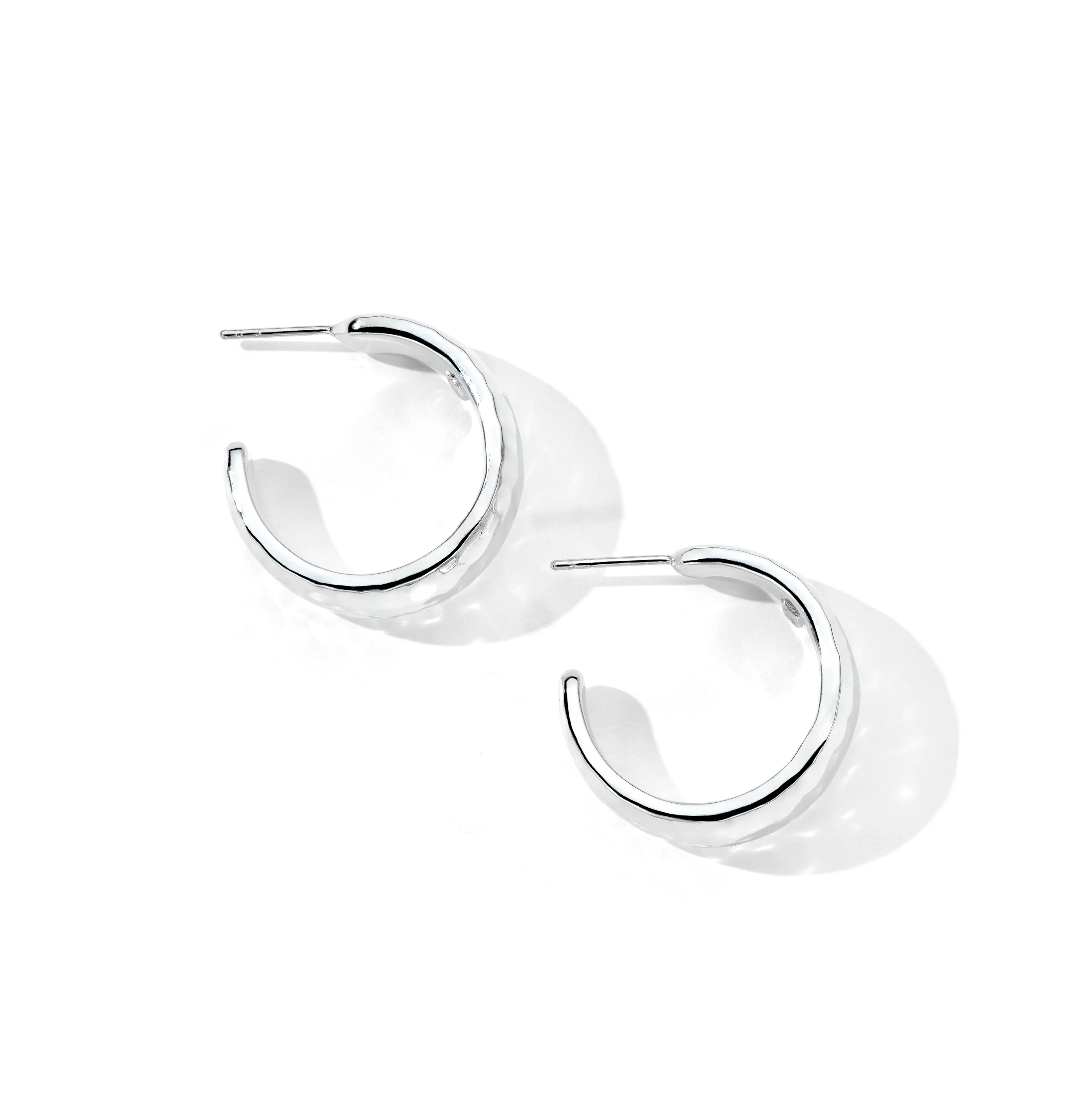 IPPOLITA Classico Sterling Silver #2 Hammered Tapered Hoop Earrings - Image 2