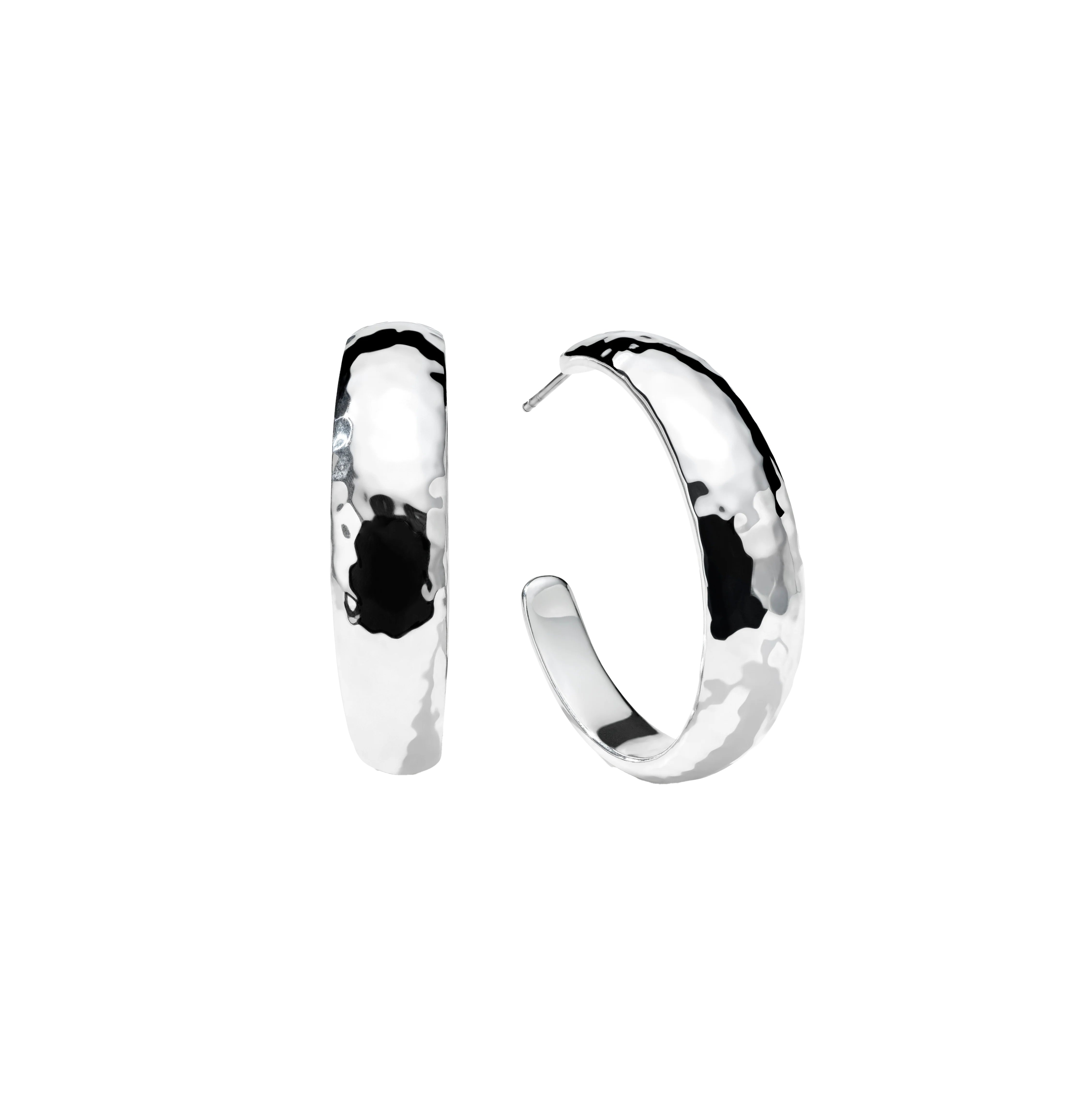 IPPOLITA Classico Sterling Silver #3 Hammered Tapered Hoop Earrings