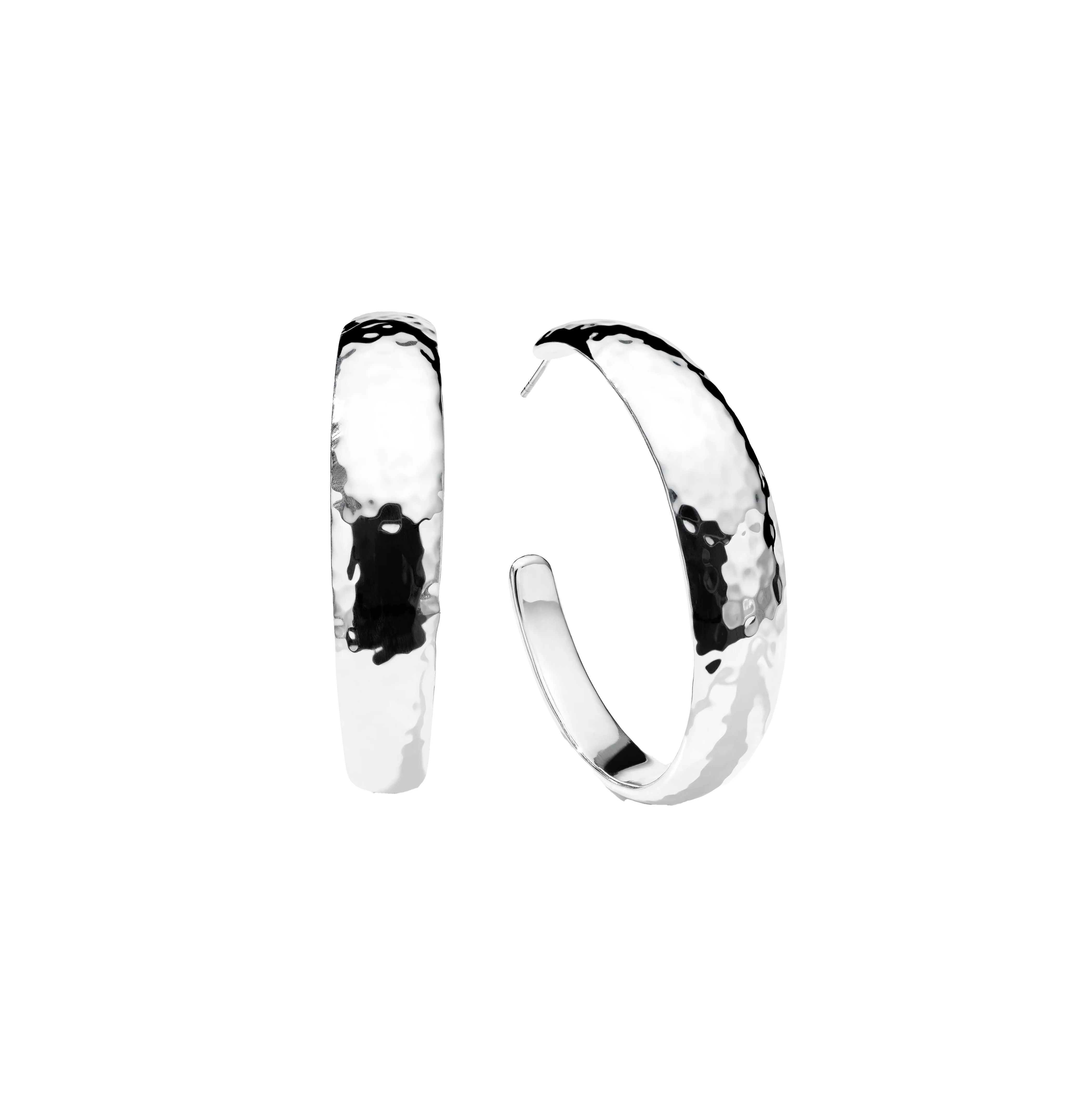 IPPOLITA Classico Sterling Silver #4 Hammered Tapered Hoop Earrings