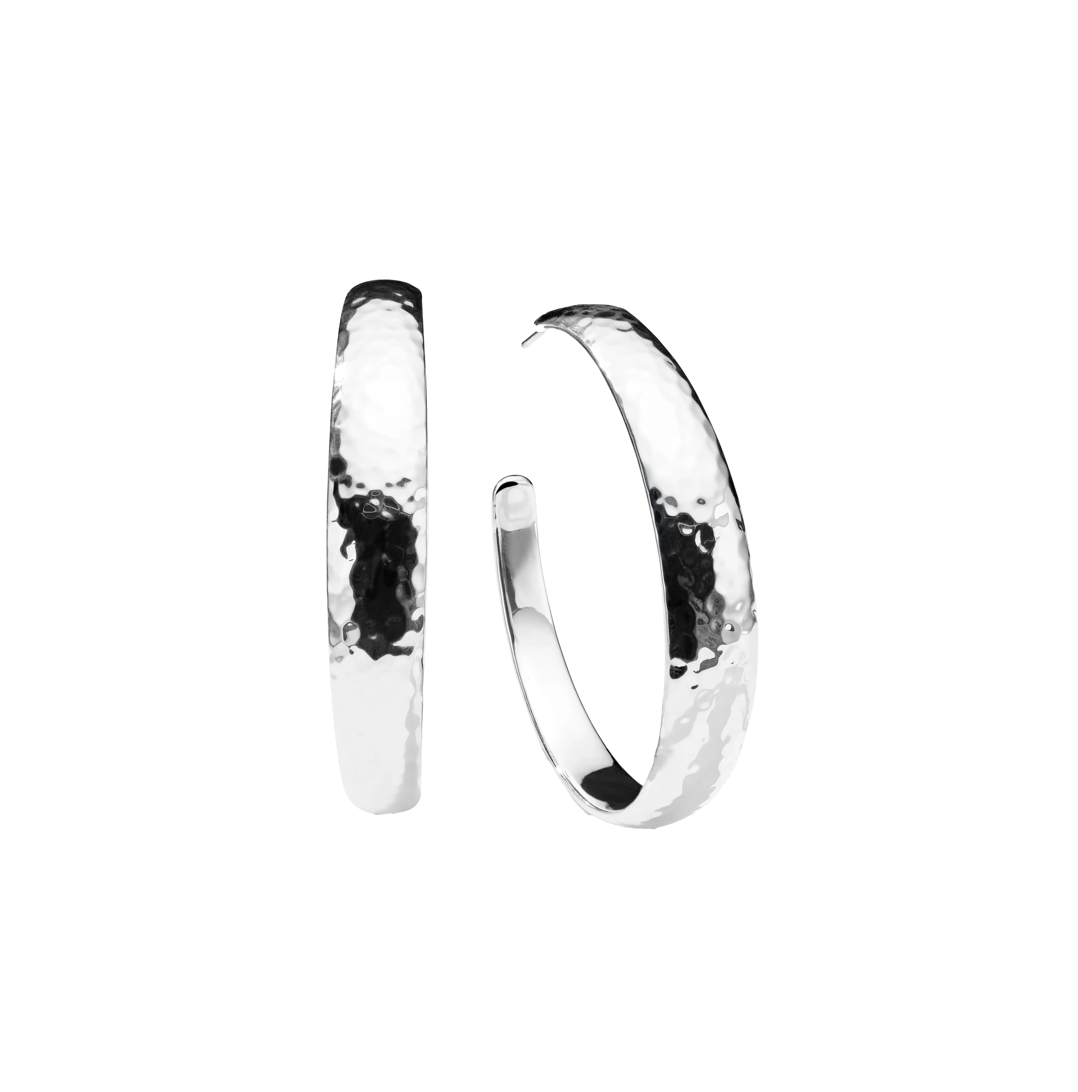 IPPOLITA Classico Sterling Silver #5 Hammered Tapered Hoop Earrings