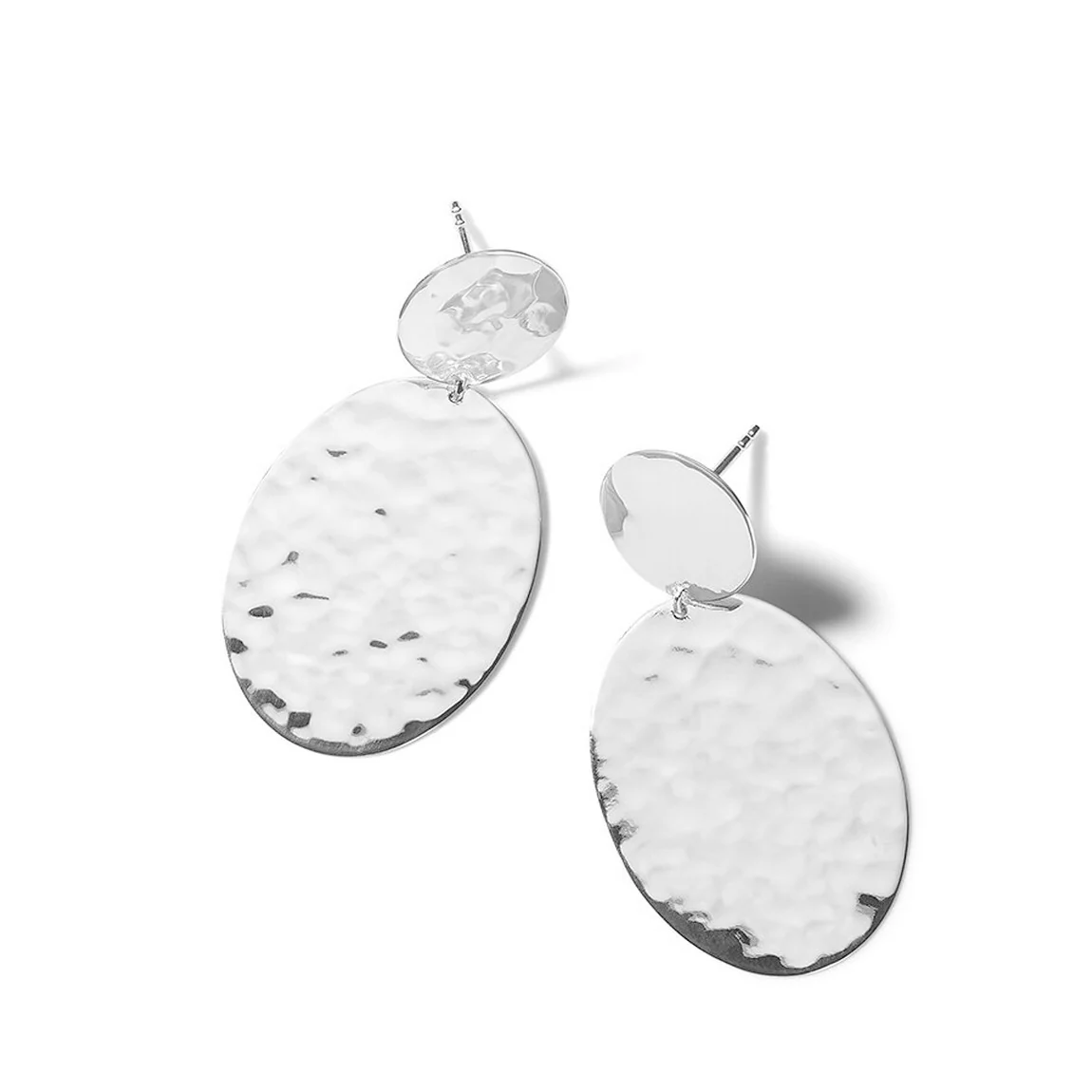IPPOLITA Classico Sterling Silver Crinkle Hammered Oval Snowman Earrings - Image 2