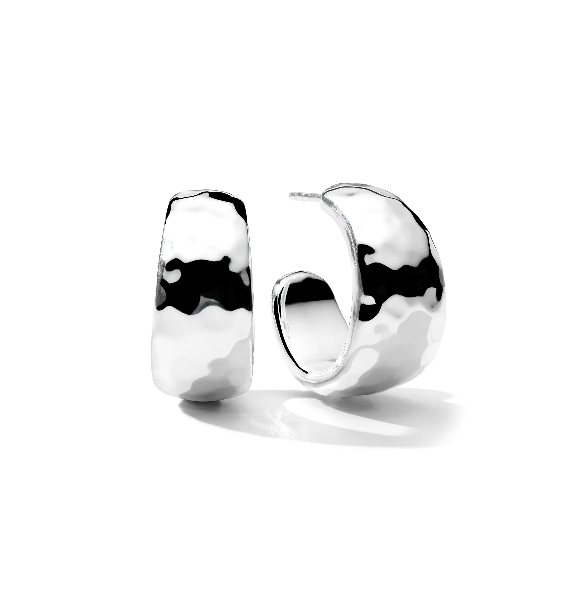 IPPOLITA Classico Sterling Silver #1 Hammered Hoop Earrings with Tapered Ends