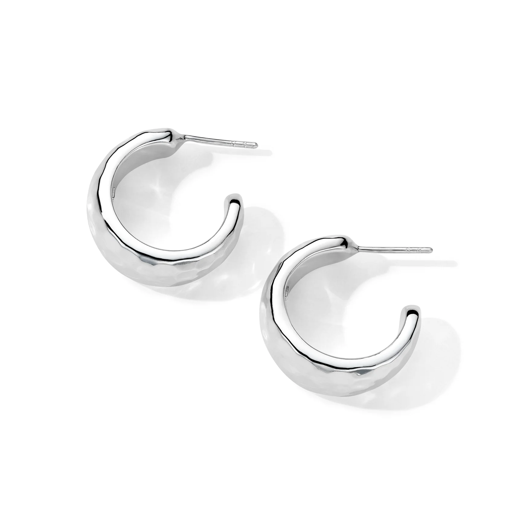 IPPOLITA Classico Sterling Silver #1 Hammered Hoop Earrings with Tapered Ends - Image 2