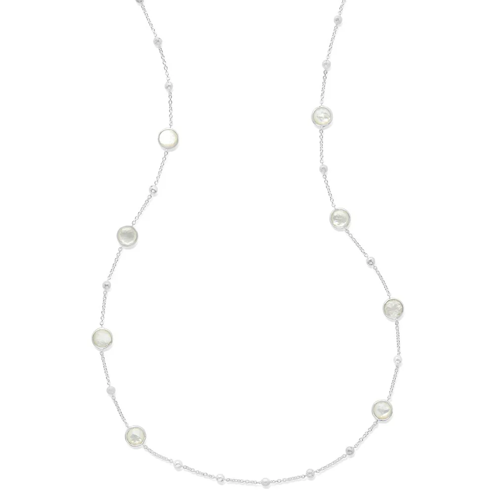 IPPOLITA Lollipop Sterling Silver Ball and Stone Station Necklace in Mother-of-Pearl and Rock Crystal