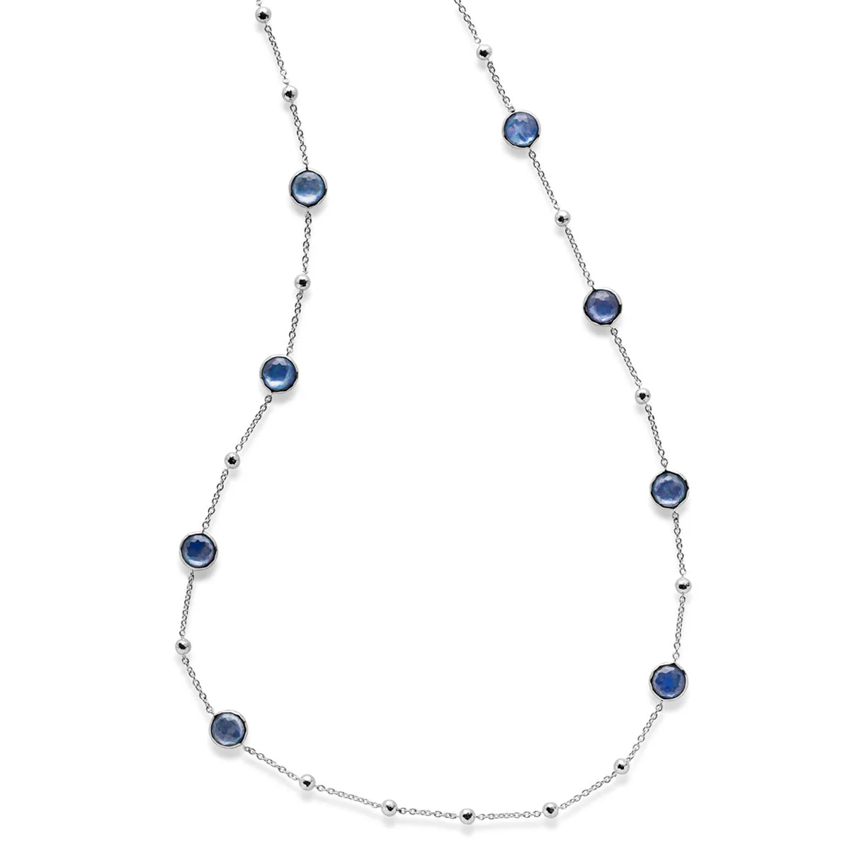 IPPOLITA Lollipop Sterling Silver Ball and Stone Station Necklace in Lapis, Clear Quartz, and Mother-of-Pearl