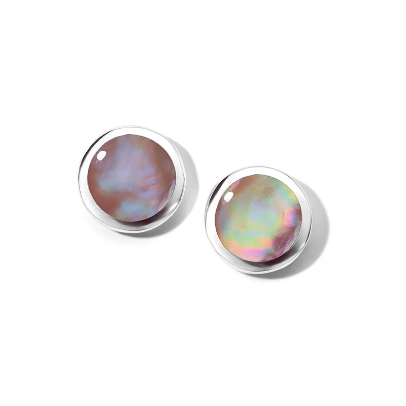 IPPOLITA Polished Rock Candy Sterling Silver Small Flat Pink Mother of Pearl Earrings