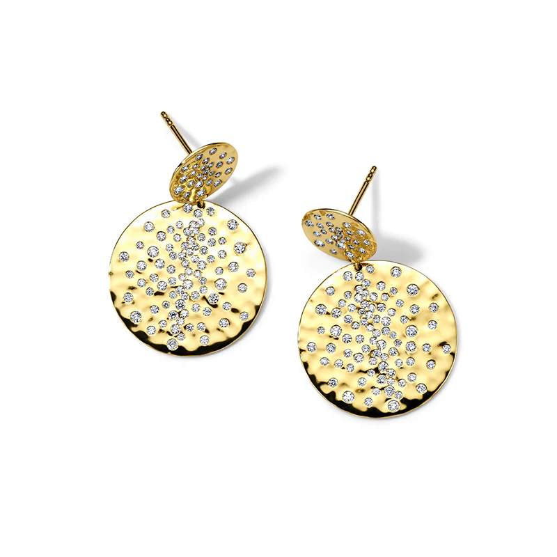 IPPOLITA Stardust 18K Yellow Gold Crinkle Snowman Diamond Earrings - Image 2