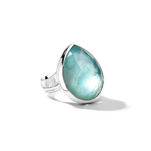 IPPOLITA Wonderland Large Teardrop Ring in Rock Crystal and Mother of Pearl