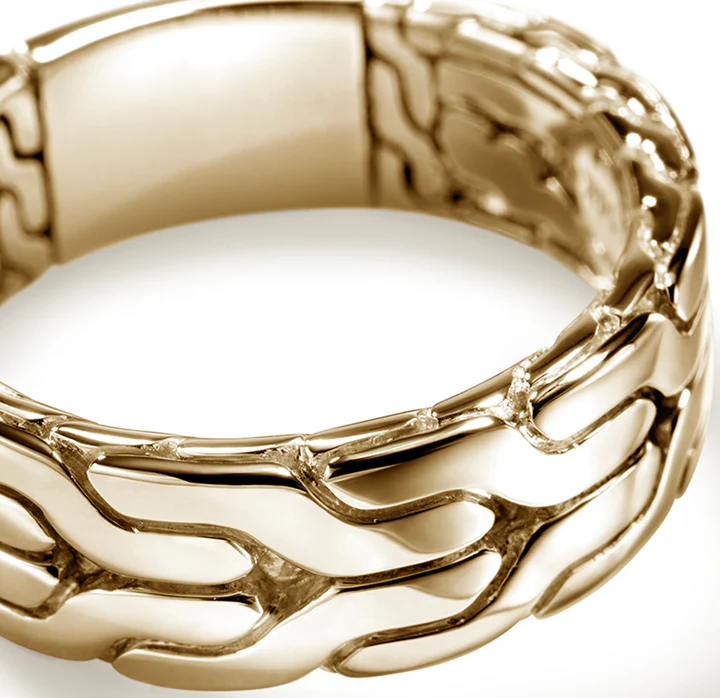 John Hardy Carved Chain Yellow Gold Band, 8mm - Image 3