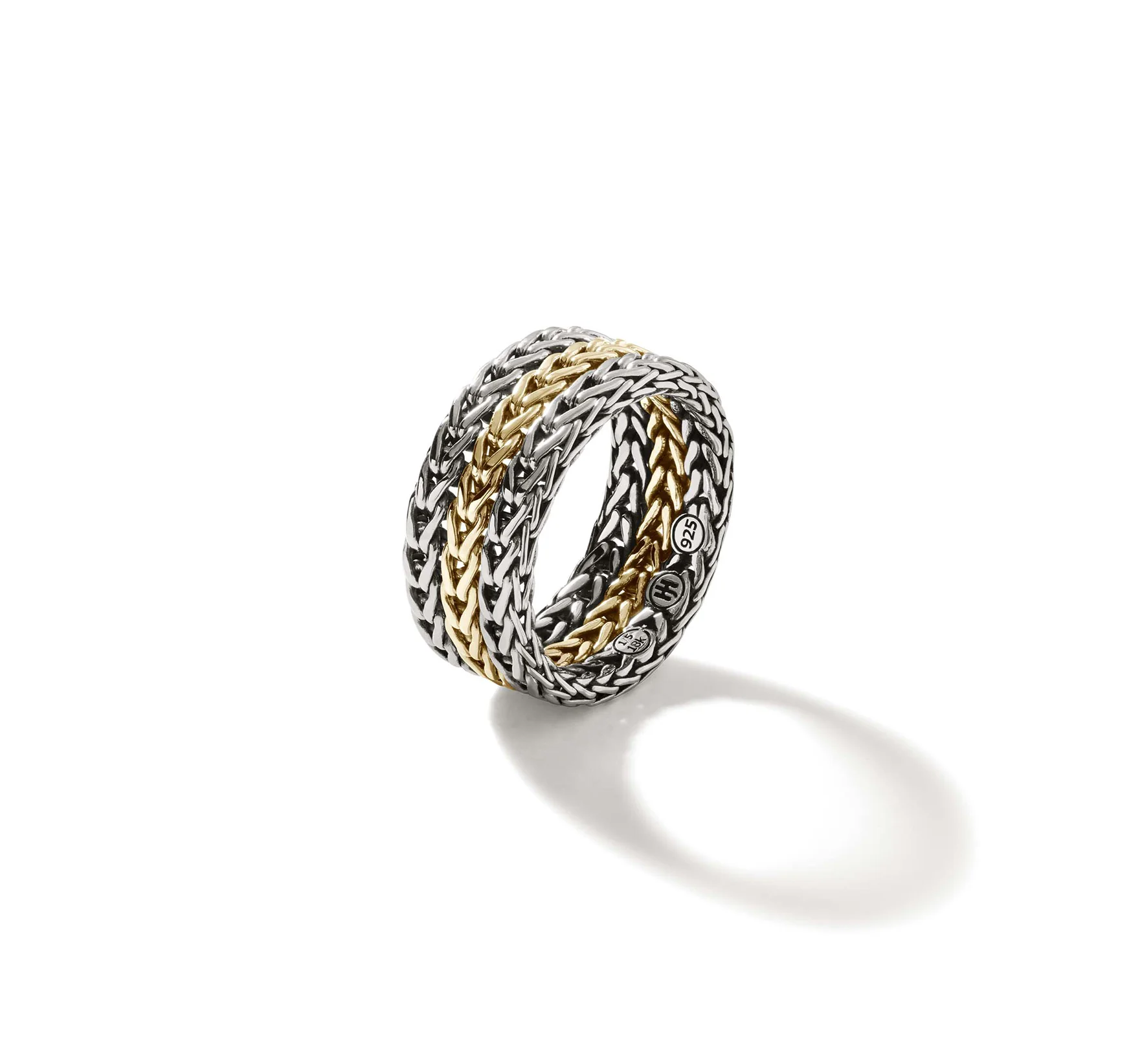 John Hardy Classic Chain 18K Yellow Gold & Sterling Silver Band, 9mm - Image 3