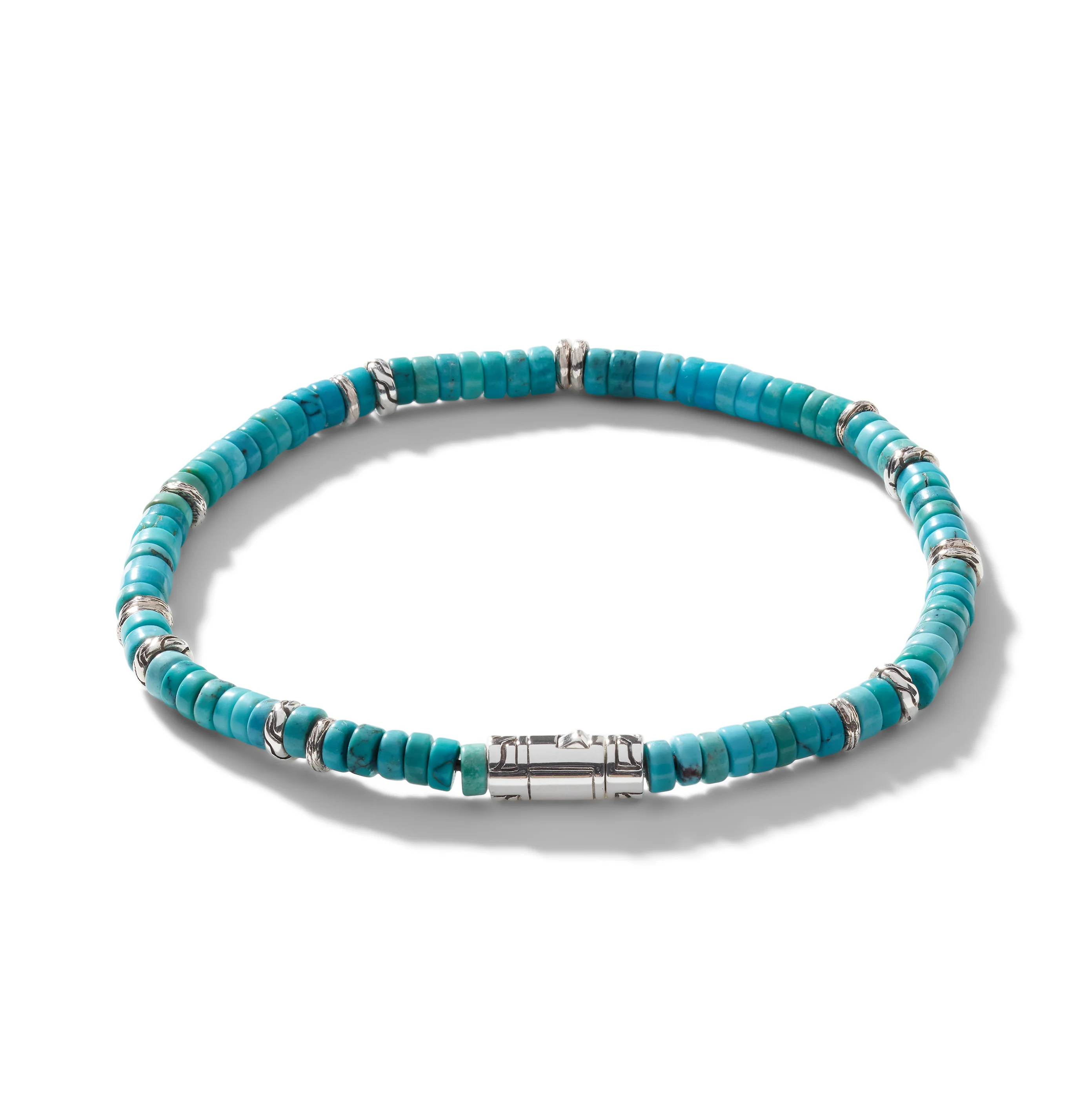 John Hardy Classic Chain Bracelet with Heishi Turquoise Beads - Image 2