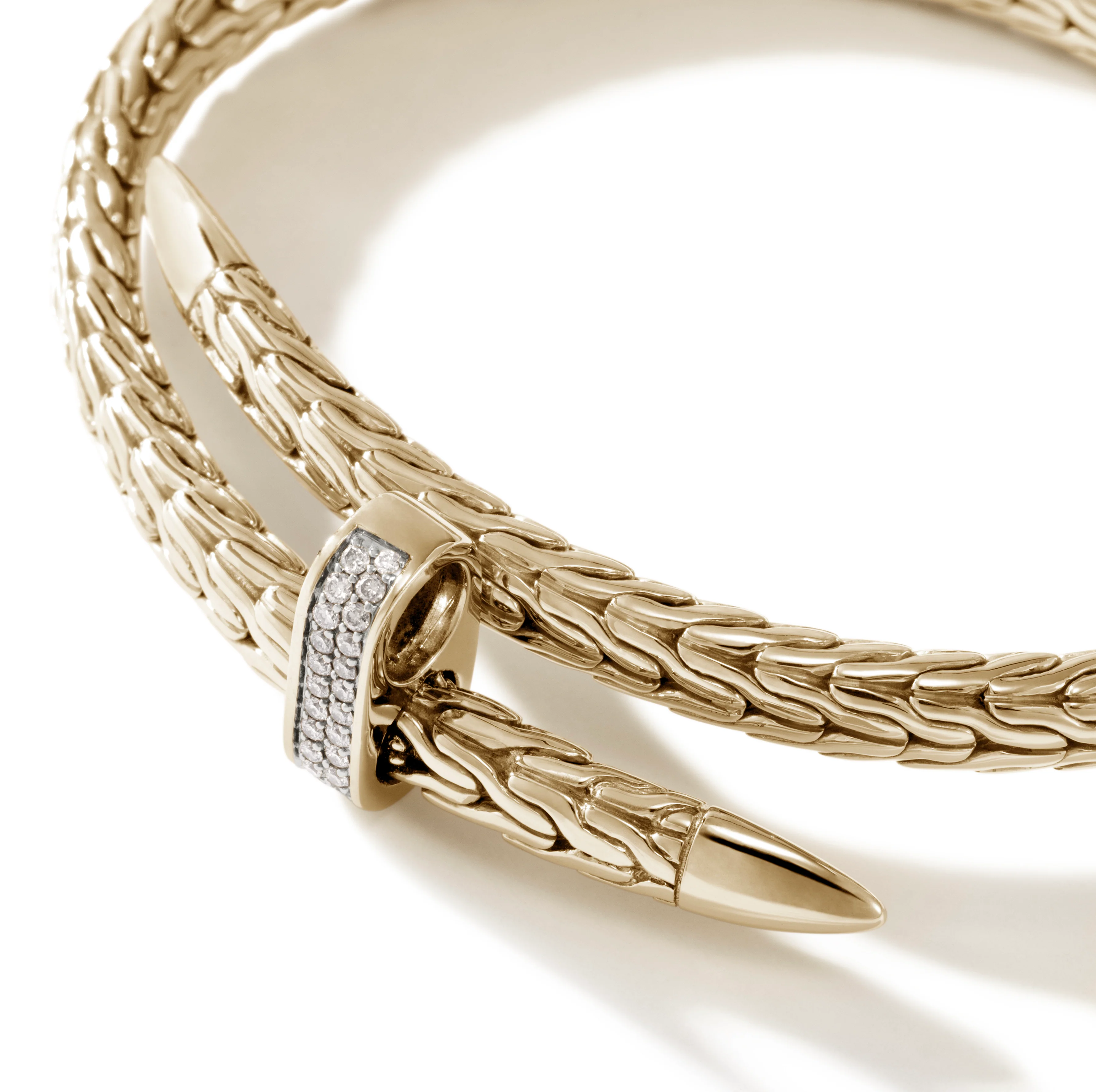 John Hardy Classic Chain Spear Gold Diamond Pave Bypass Flex Cuff - Image 5