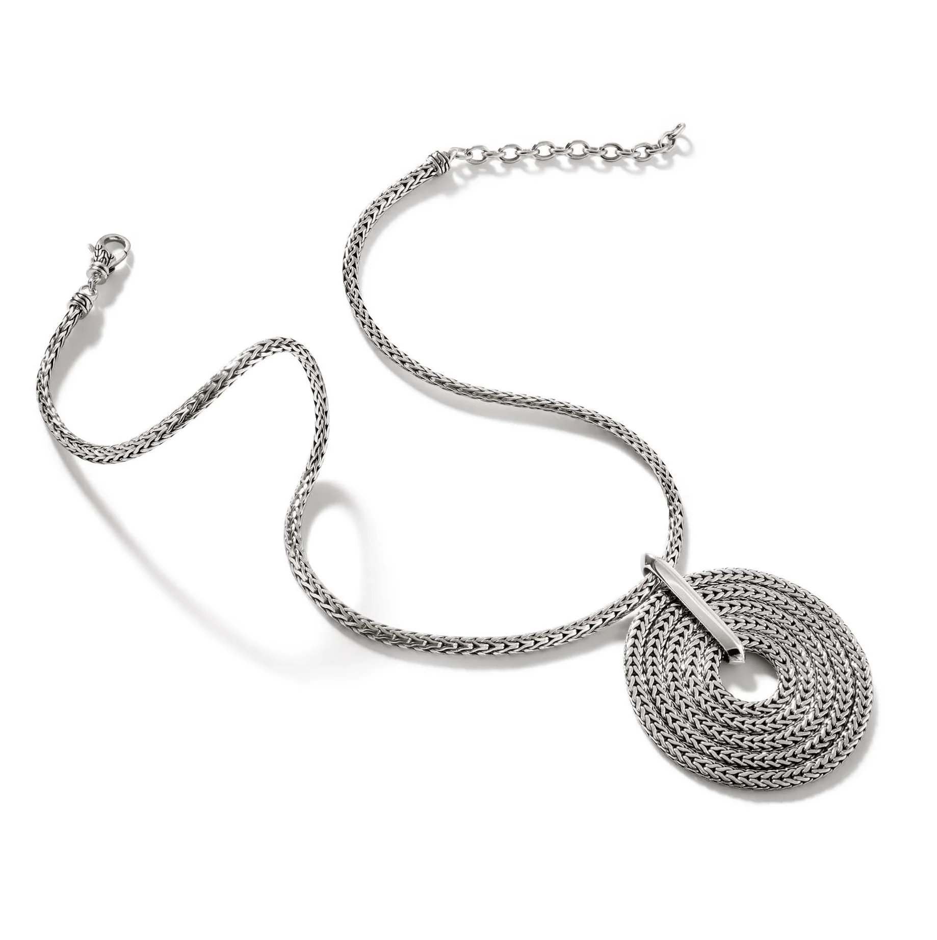 John Hardy Classic Chain Sterling Silver Round Pendant Slim Chain Necklace - Image 2