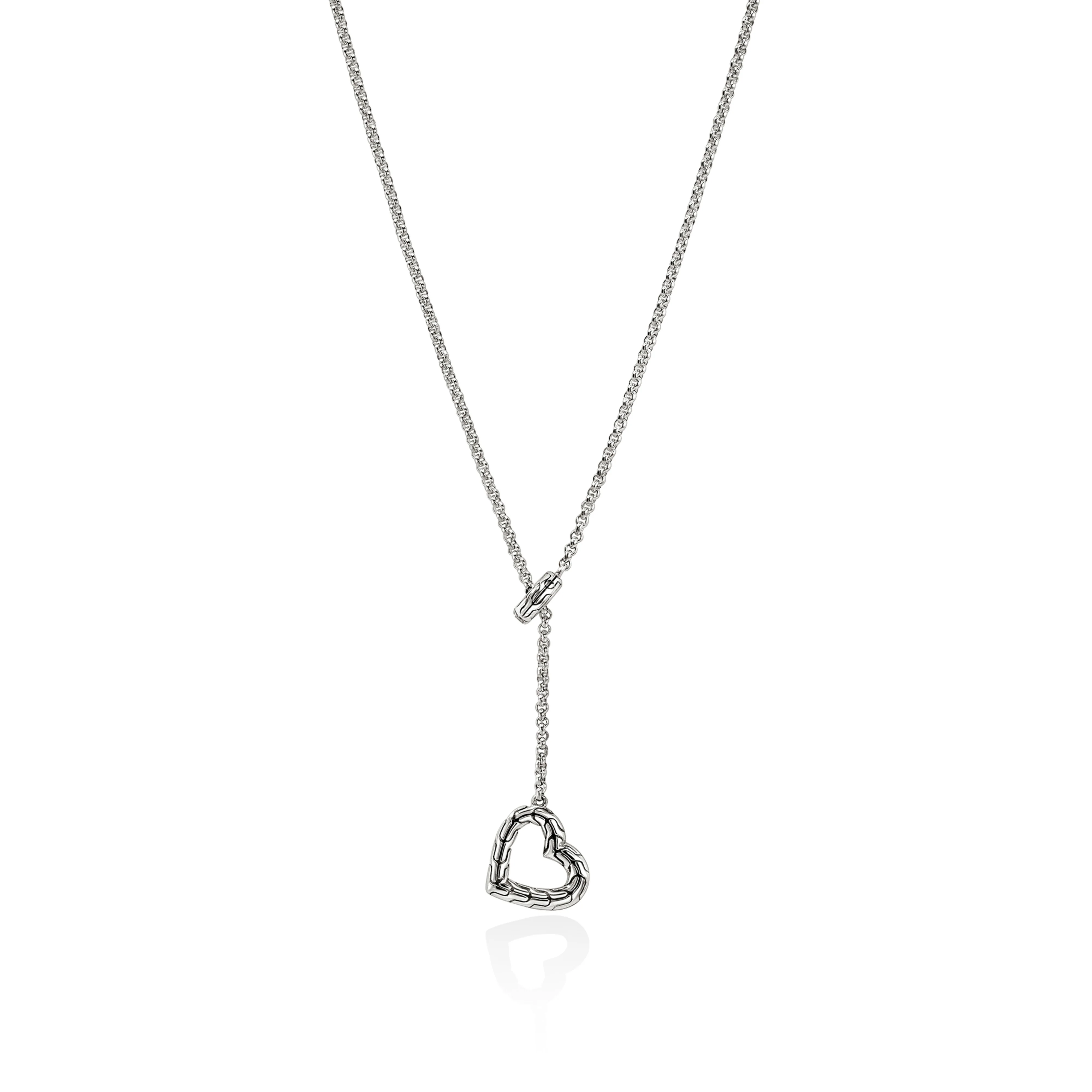 John Hardy Essentials Mixed Metals Heart Lariat Necklace with Diamonds - Image 2