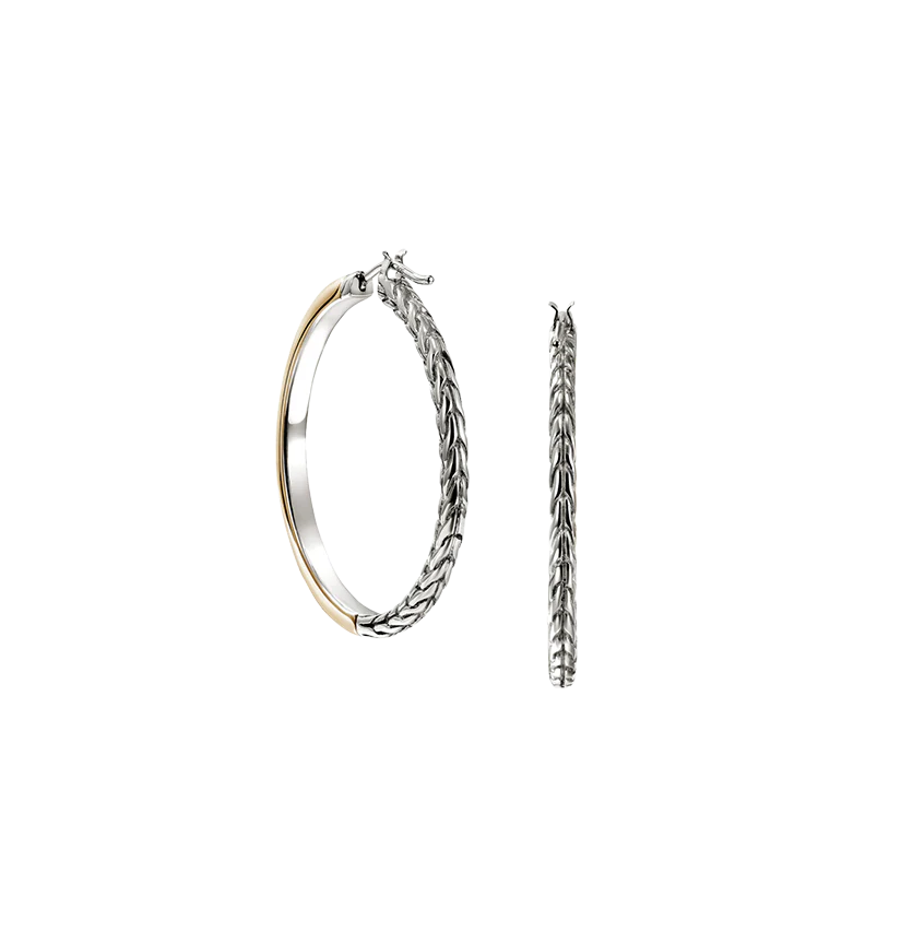 John Hardy Essentials Mixed Metals Hoop Earrings, 30mm - Image 2