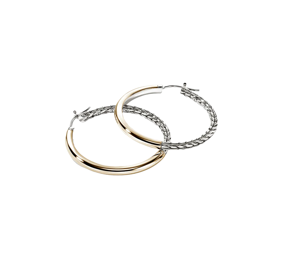 John Hardy Essentials Mixed Metals Hoop Earrings, 30mm - Image 3