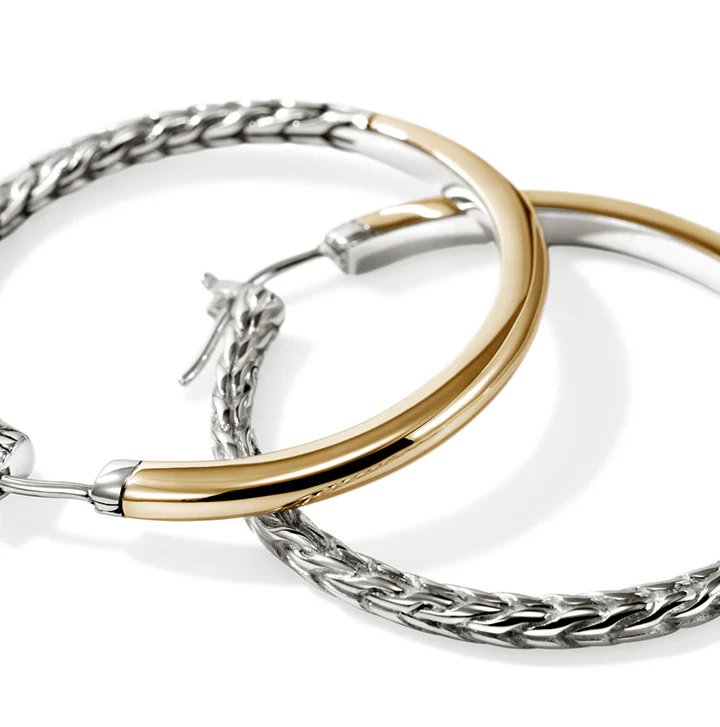 John Hardy Essentials Mixed Metals Hoop Earrings, 30mm - Image 4