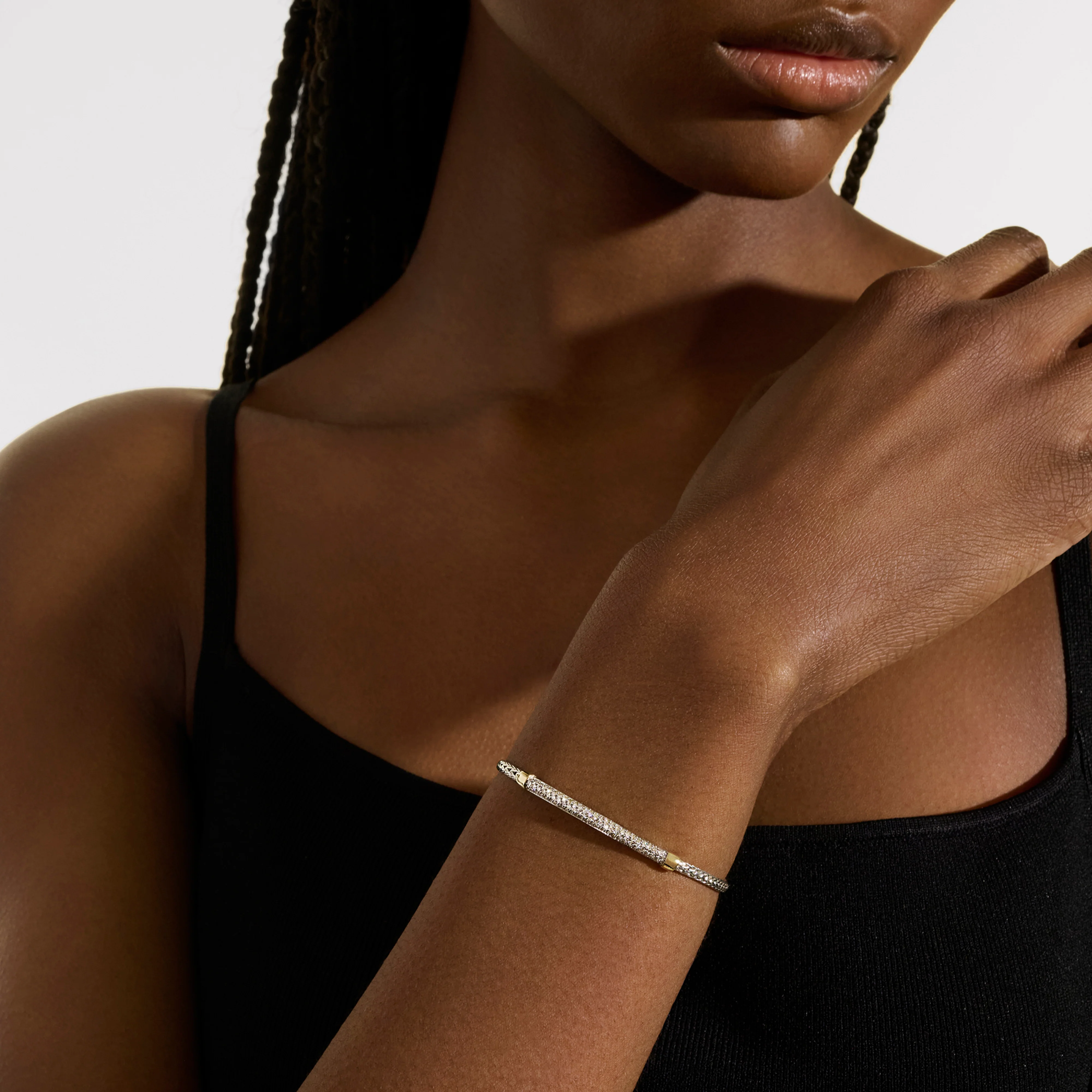 John Hardy Essentials Mixed Metals Pavé Diamond Bar Bracelet - Image 5