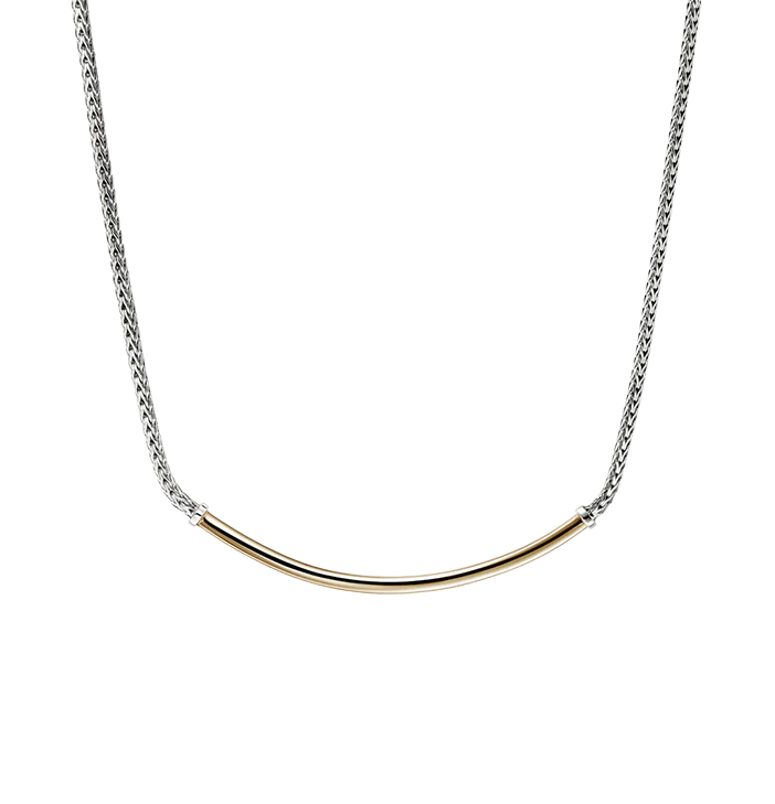 John Hardy Essentials Mixed Metals Smiley Bar Necklace