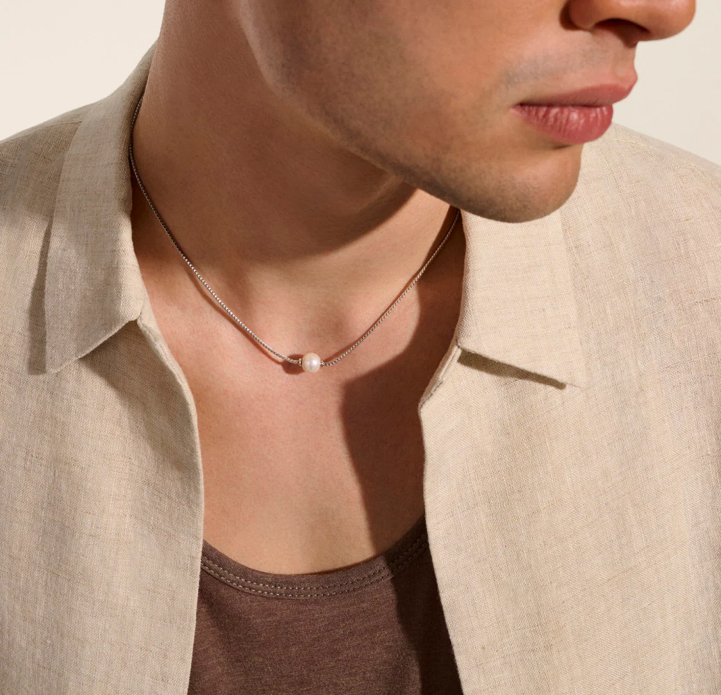 John Hardy Essentials Sterling Silver Chain Necklace with Pearl Accent - Image 5