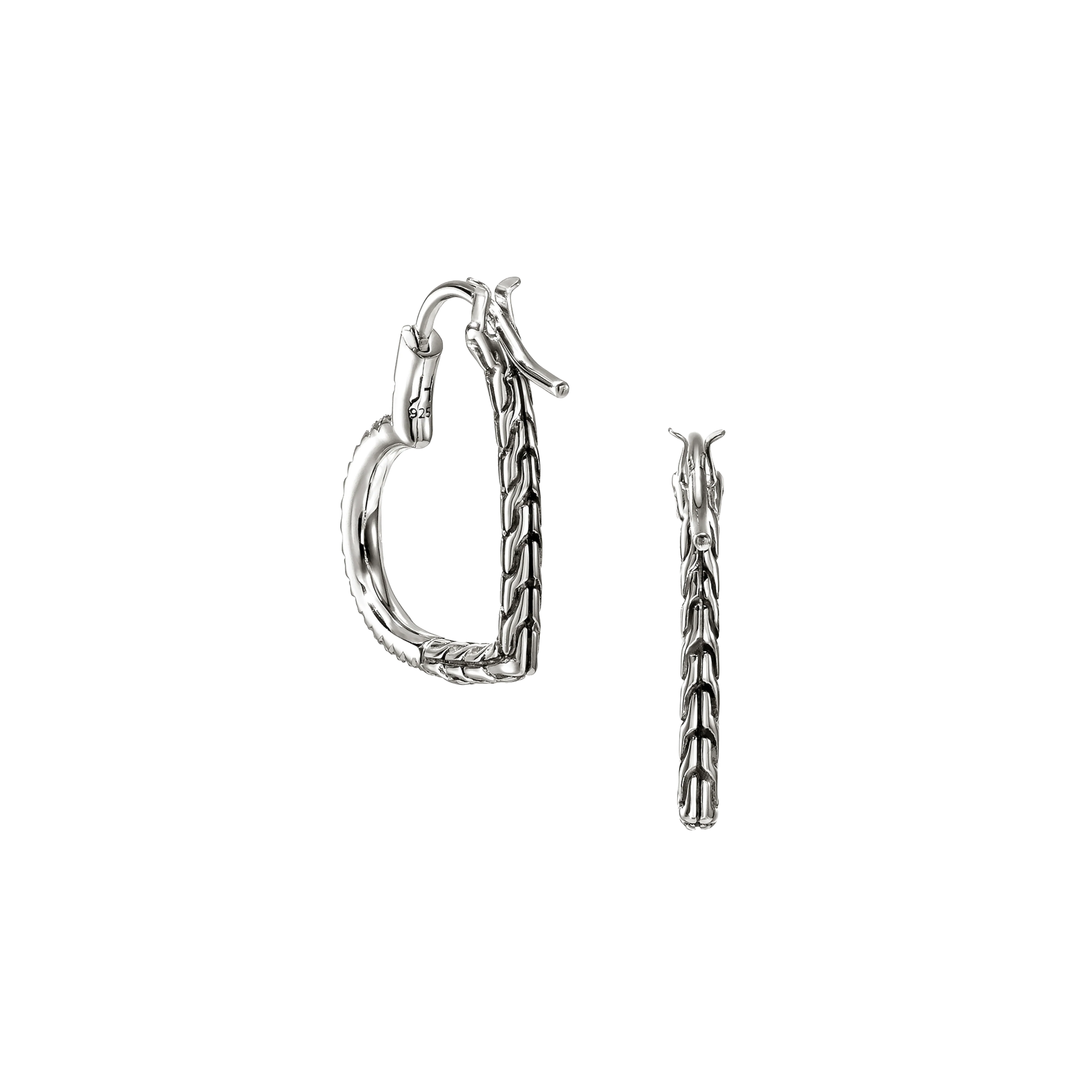 John Hardy Essentials Sterling Silver Diamond Heart Hoop Earrings, 21mm - Image 2