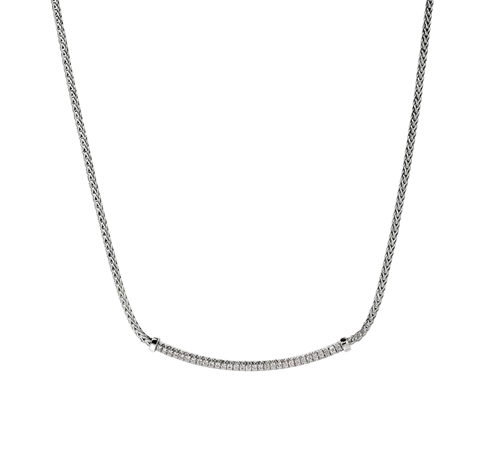 John Hardy Essentials Sterling Silver Diamond Smiley Bar Necklace