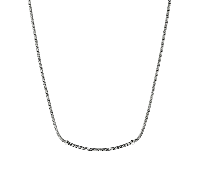 John Hardy Essentials Sterling Silver Diamond Smiley Bar Necklace - Image 2