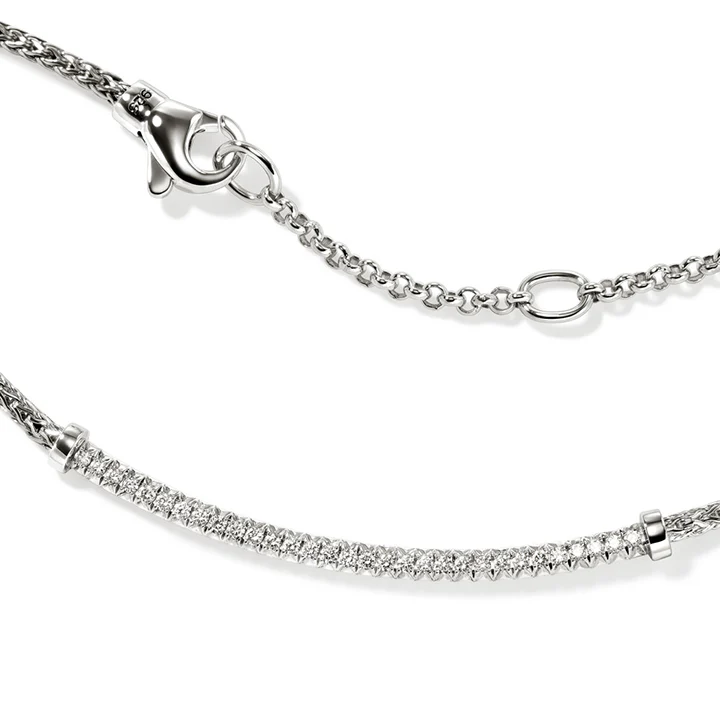 John Hardy Essentials Sterling Silver Diamond Smiley Bar Necklace - Image 4