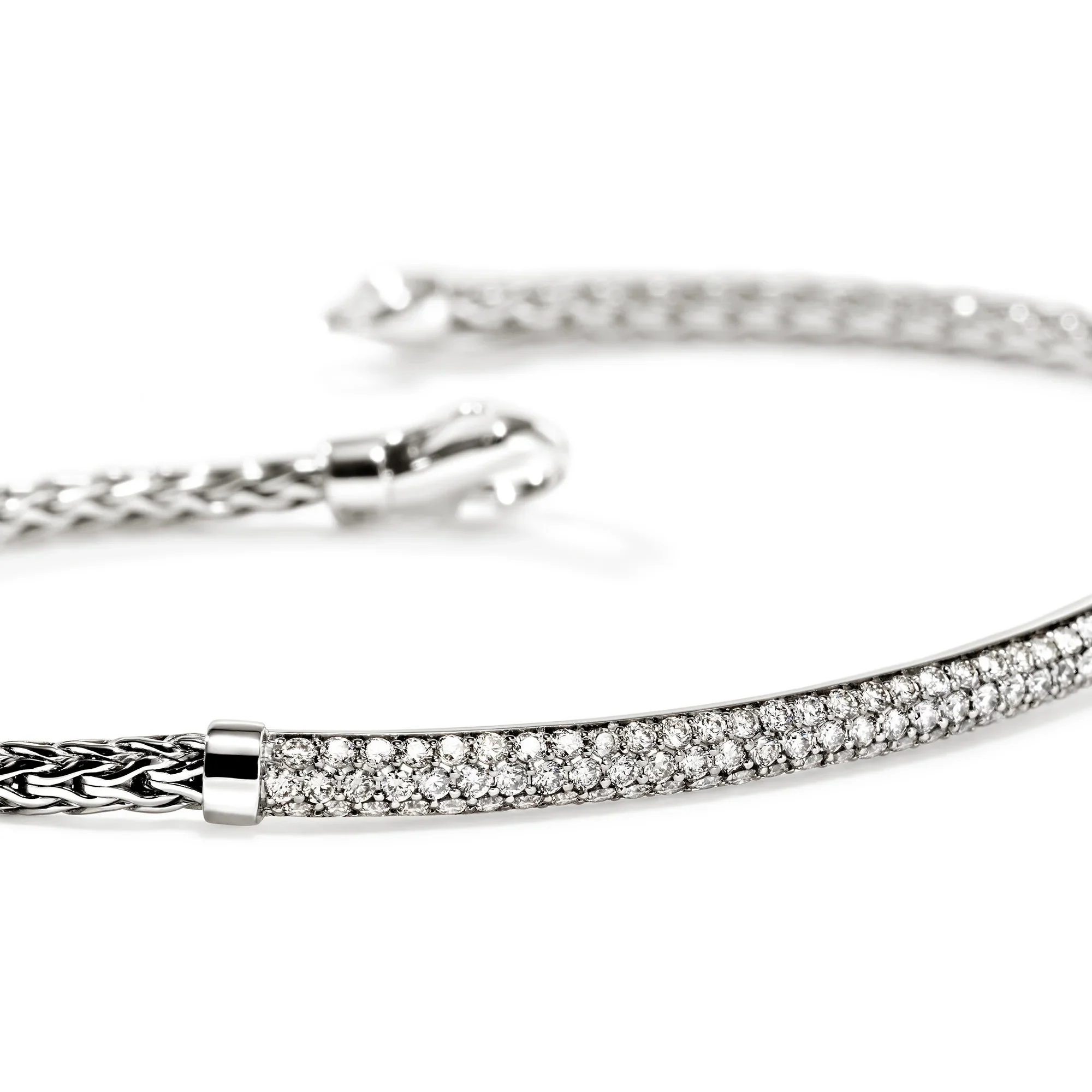 John Hardy Essentials Sterling Silver Pave Diamond Bar Bracelet - Image 2
